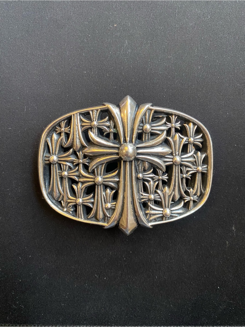 Chrome Hearts Cross Cemetery Silver Belt Buckle
